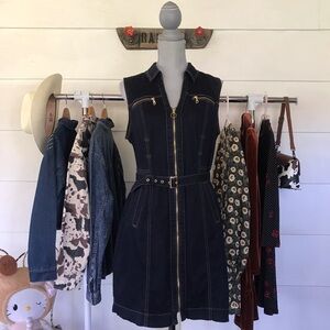 INC International Concepts Denim Navy 90s Style Midi Dress